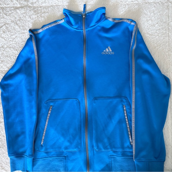 Adidas Blue Performance Jacket with Full-Zip Design - Picture 1 of 3
